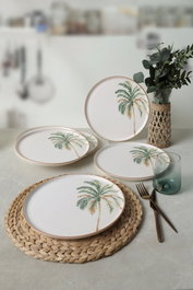 Hermia Juego de Platos de Servicio de Cerámica Blanca, 6 Piezas de 28 cm